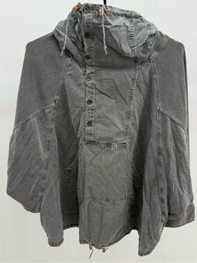DIesel Y2K Washed Gray Hooded Pullover Jacket/poncho. Size small